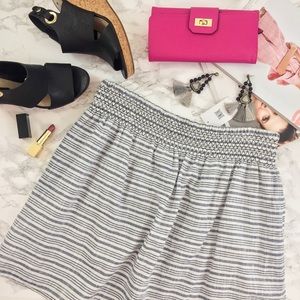 Caslon Smocked Cotton Skirt in Ivory-Blue Stripe